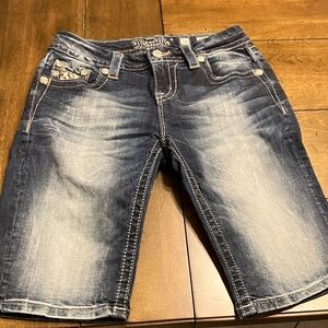 Miss Me Dark Blue Jean Shorts